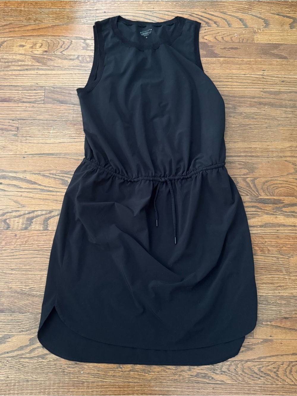 Athleta Black Sleeveless Drawstring Waist Rincon Dress M EUC